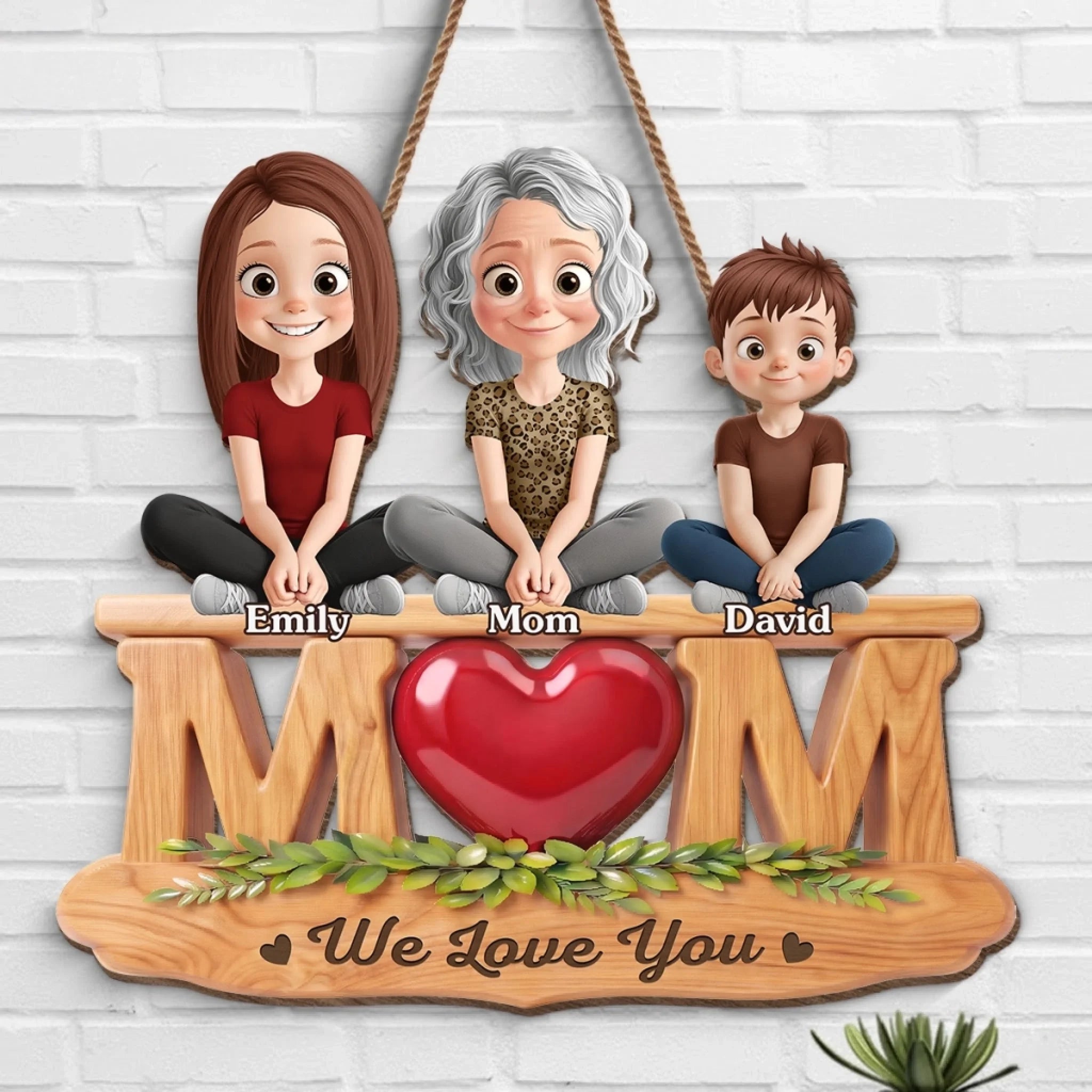Custom Wood Sign - Personalized Mother's Day Birthday Gifts For Mom - Her Heart Holds Us All