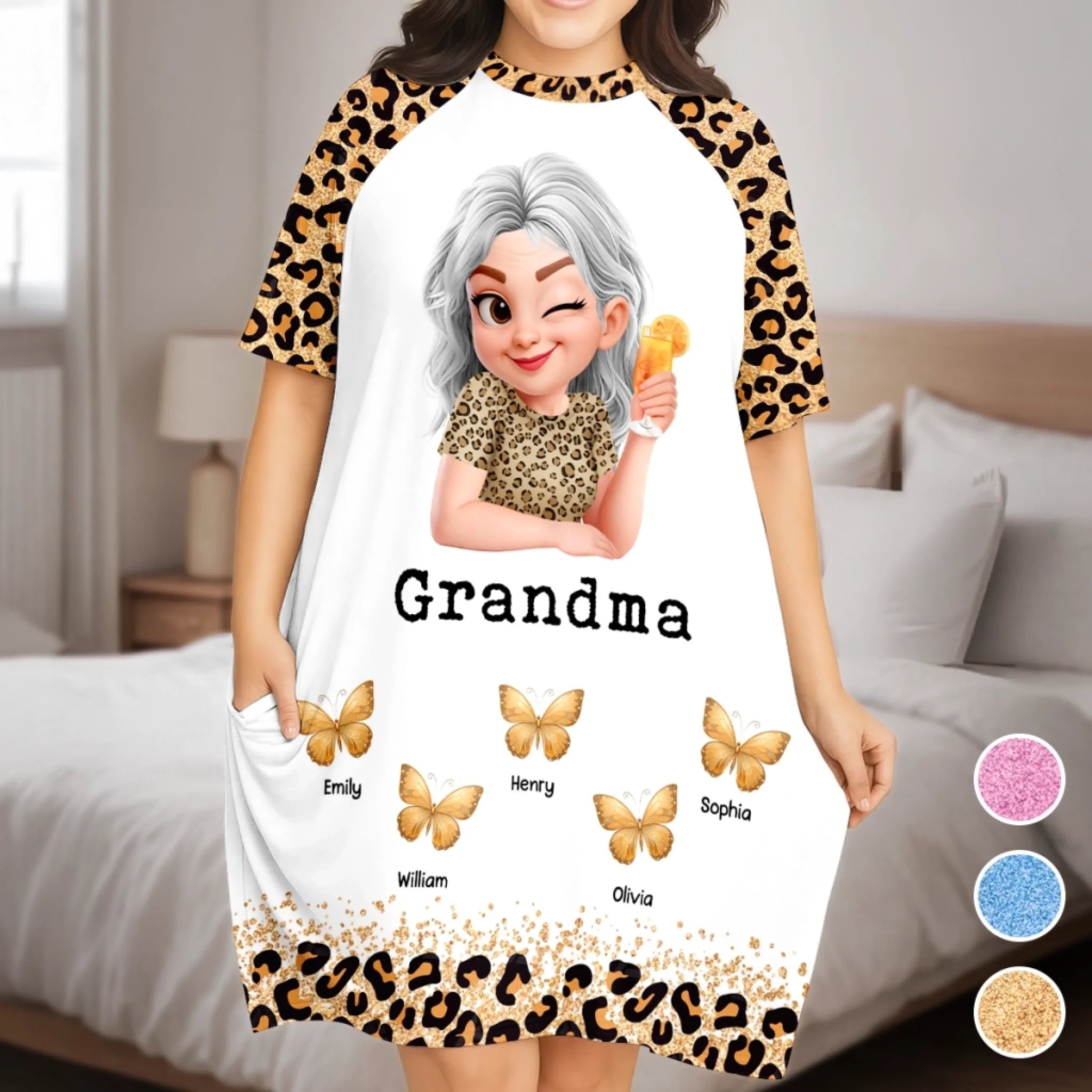 Custom Women's Sleep Tee - Personalized Mother's Day Birthday Gifts For Mom, Grandma - Glam Grandma Energy Only