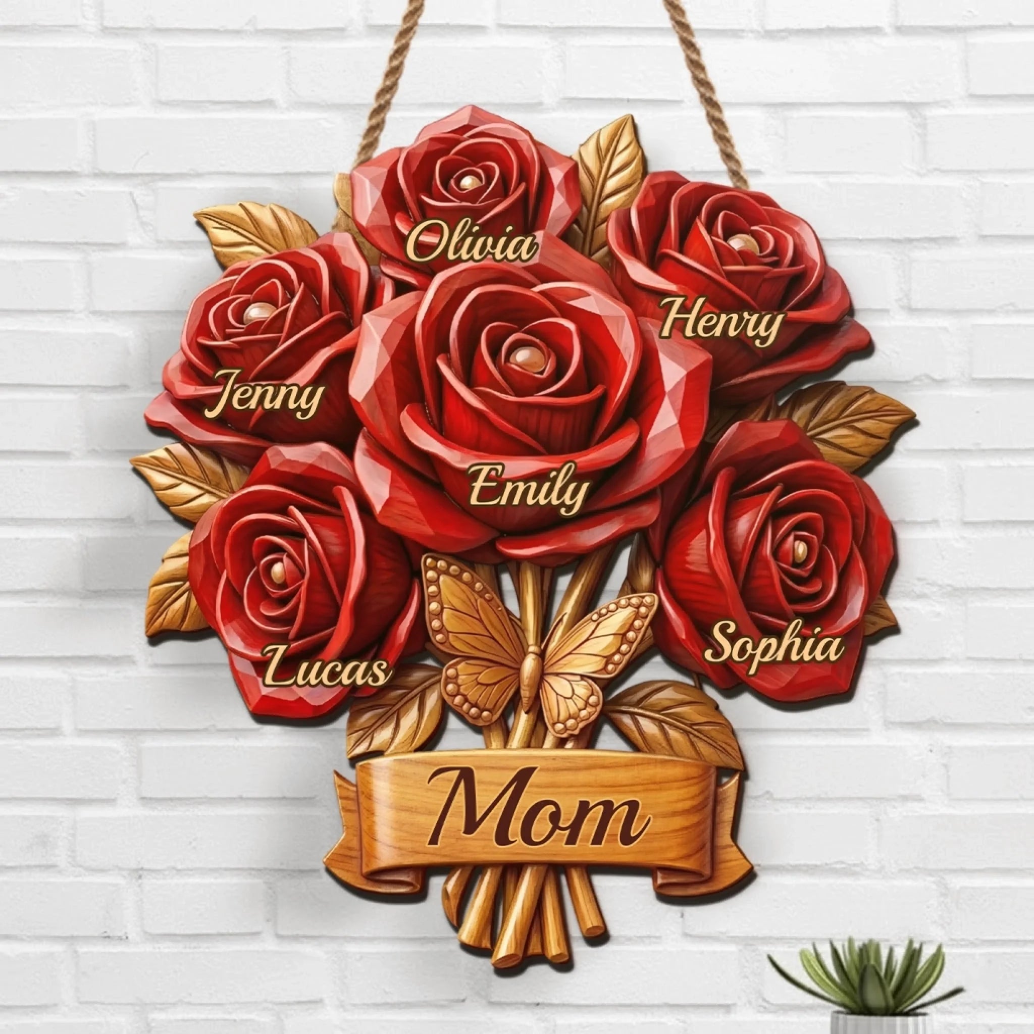 Custom Wood Sign - Personalized Mother's Day Birthday Gifts For Mom, Grandma - Each Flower Holds A Child’s Love