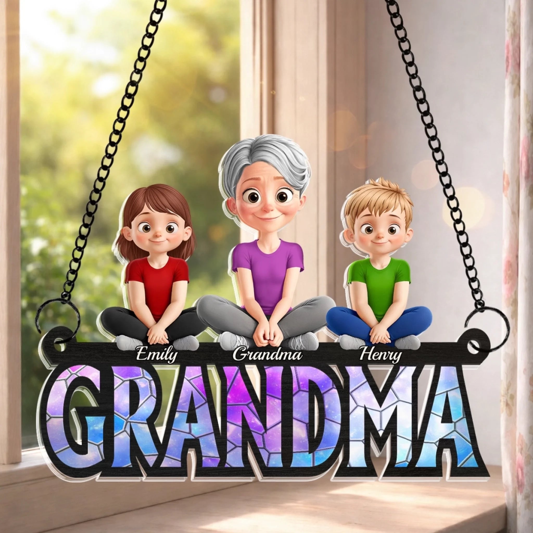 Custom Window Hanging Suncatcher Ornament - Personalized Mother's Day Birthday Gifts For Mom, Grandma - Little Moment...